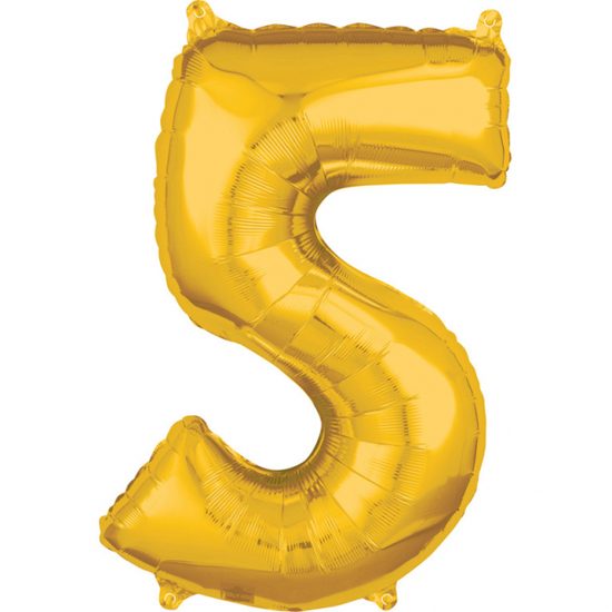 balónek fóliový narozeniny číslo 5 zlaté 66cm