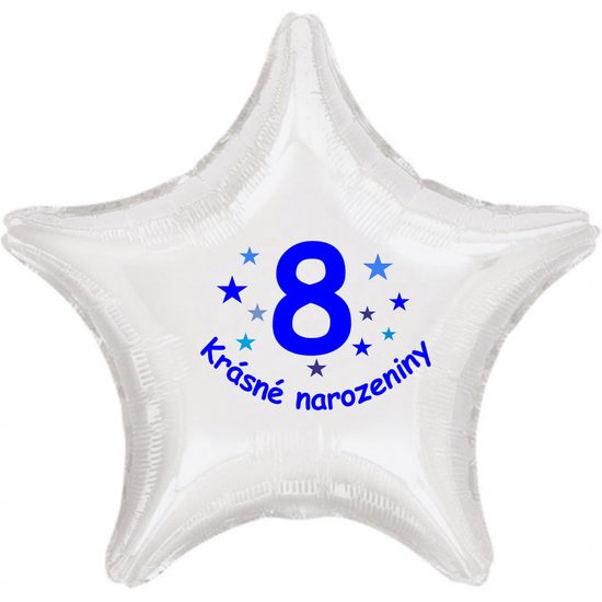 Krásné 8. narozeniny fóliový balónek hvězda pro kluky