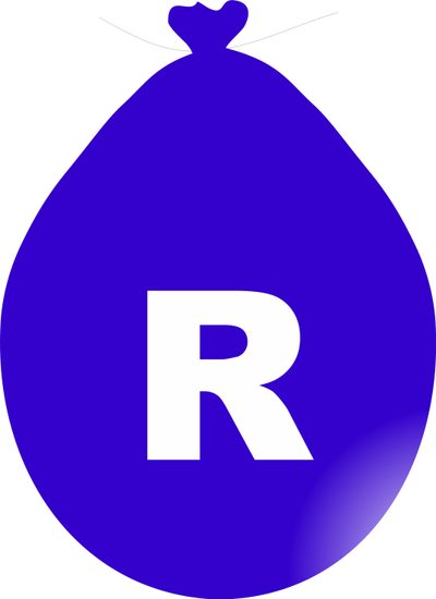 Balónek písmeno R modré