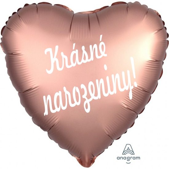 Balónek fóliový růžovo zlaté srdíčko Krásné narozeniny!