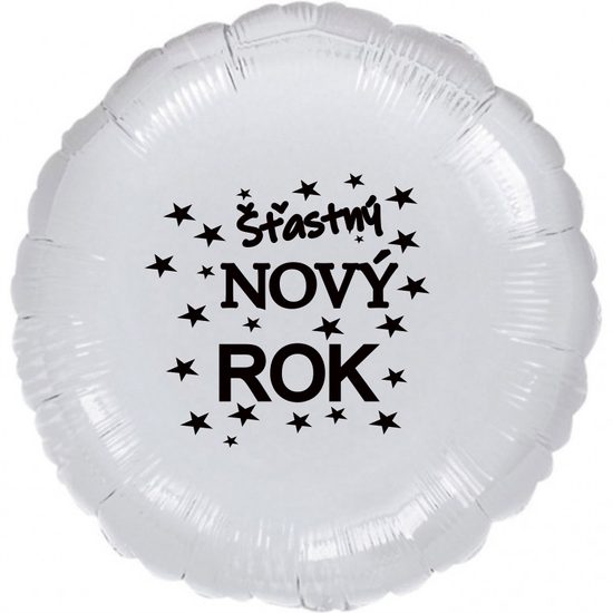 Balónek fóliový Šťastný NOVÝ ROK stříbrný kruh