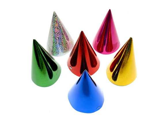 Klobouček karnevalový hologramový mix 6 ks 16 cm