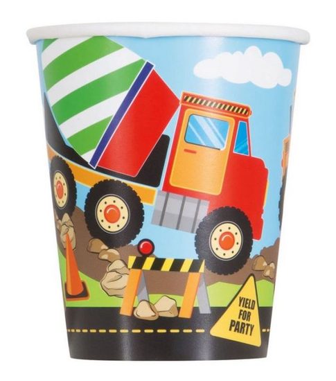 Papírové párty kelímky Stavba 270ml, 8ks