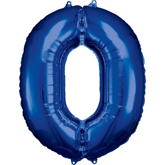 Balónek fóliový narozeniny číslo 0 modrý 86cm