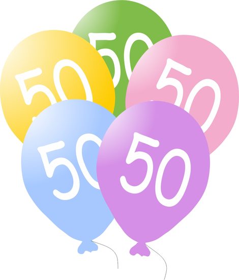 Balonky narozeniny 5ks s číslem 50