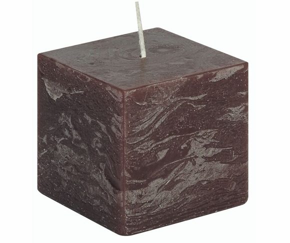 Svíčka kostka hnědá rustikální 68/68/65