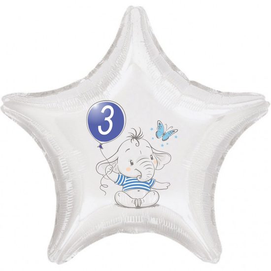 3. narozeniny modrý slon kruh foliový balónek