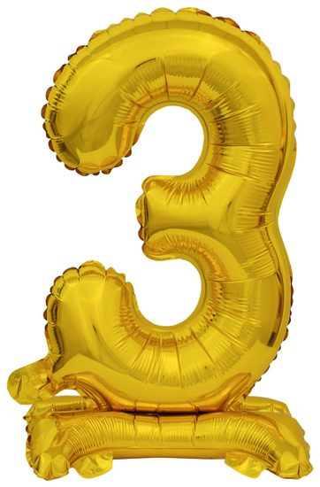 Balónek foliový narozeniny číslo 3 zlatý 38 cm Amscan