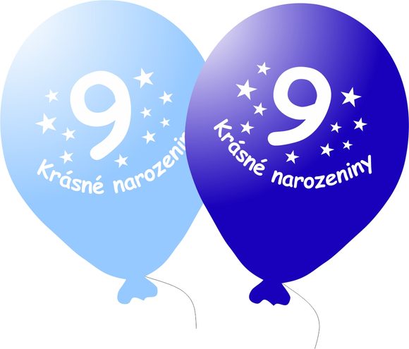 Balónek modrý KRÁSNÉ NAROZENINY číslo 9 - 5 ks