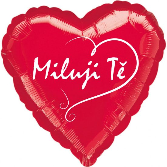 Balónek fóliový červené srdíčko Miluji Tě