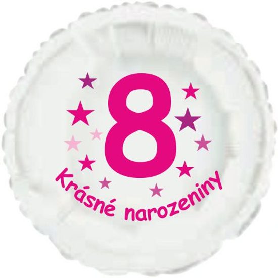 Krásné 8. narozeniny fóliový balónek kruh pro holky