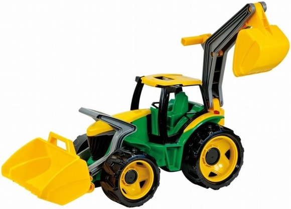 Traktor se lžící a bagrem zeleno žlutý