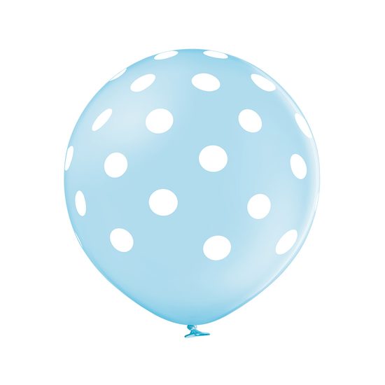 Balónek světle modrý s potiskem bílé tečky velký 60 cm