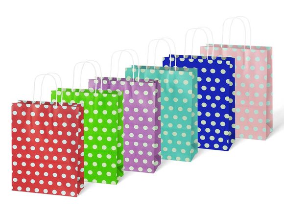 taška dárková kraft L 245x310x105 puntík mix 5251327