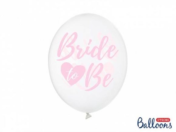 Balónky latexové s růžovým nápisem "Bride to be" - Rozlučka se svobodou - 30cm - 6 ks