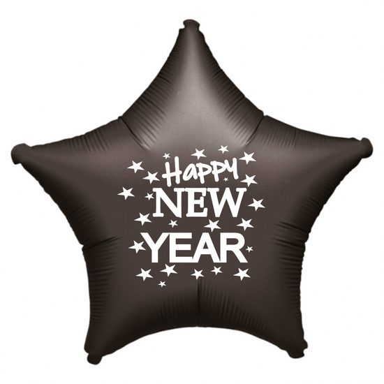 Balónek fóliový Happy NEW YEAR černá hvězda
