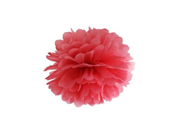 Papírový pompom 25 cm - ČERVENÁ