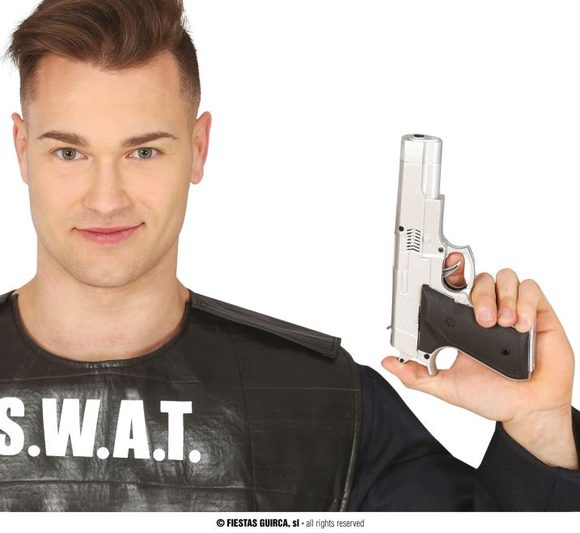 Policejní stříbrná pistole - puška - 21 cm