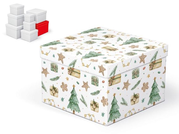 krabice dárková vánoční C-V007-H 22x22x15cm 5370946