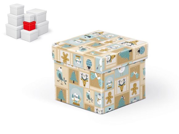 krabice dárková vánoční C-V001-B 10x10x9cm 5370694