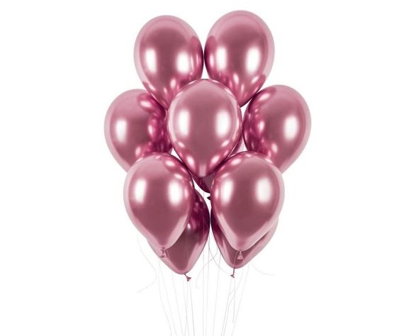 Balónky chromované 50 ks růžové lesklé - průměr 33 cm