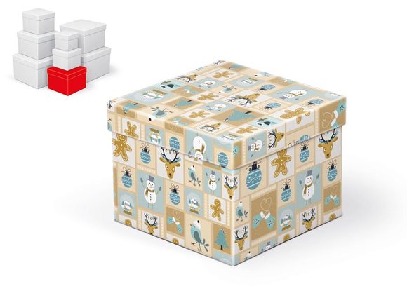 krabice dárková vánoční C-V001-D 14x14x11cm 5370696