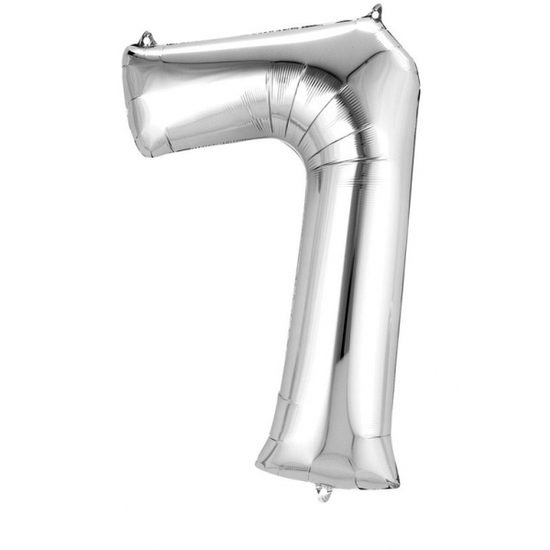 Balónek fóliový narozeniny číslo 7 stříbrný 86 cm