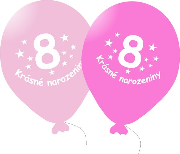 Balónek růžový KRÁSNÉ NAROZENINY číslo 8 - 5 ks