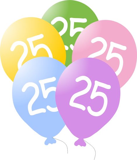 Balonky narozeniny 5ks s číslem 25