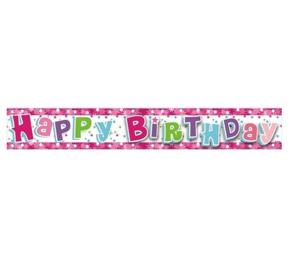 Happy Birtday Banner girlanda 180 cm růžová