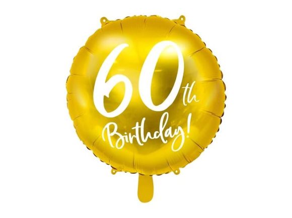 Balón foliový 60. narozeniny zlatý, 45 cm