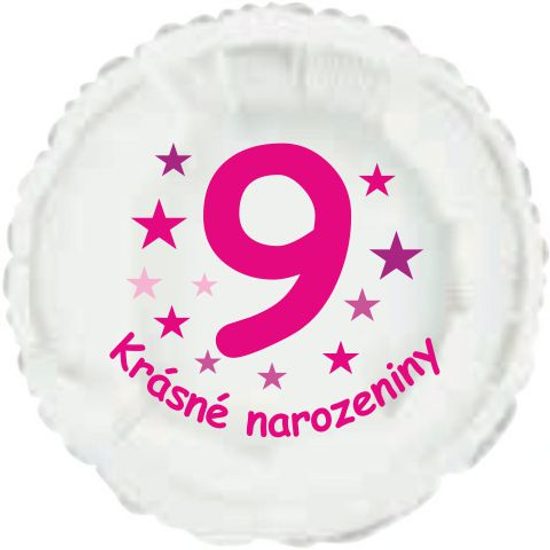 Krásné 9. narozeniny fóliový balónek kruh pro holky
