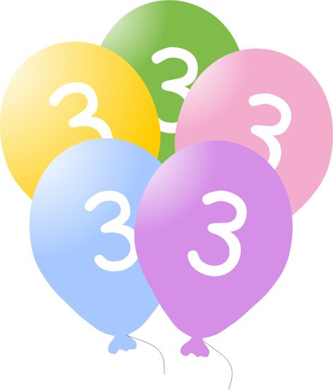 Balonky narozeniny 5ks s číslem 3 pro děti