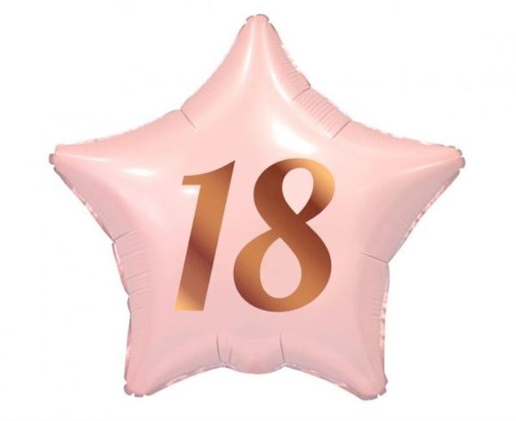 Balón foliový 18. narozeniny - pastelová růžová hvězda 44cm