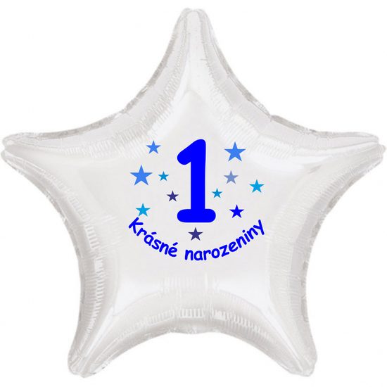 Krásné 1. narozeniny fóliový balónek hvězda pro kluky