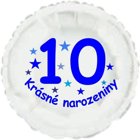 Krásné 10. narozeniny fóliový balónek kruh pro kluky