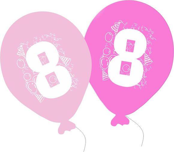 Balonky narozeniny 5ks s číslem 8 pro holky