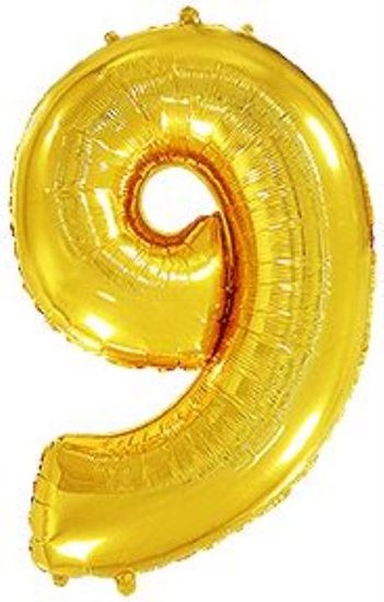 Balón foliový číslice ZLATÁ - GOLD 115 cm - 9