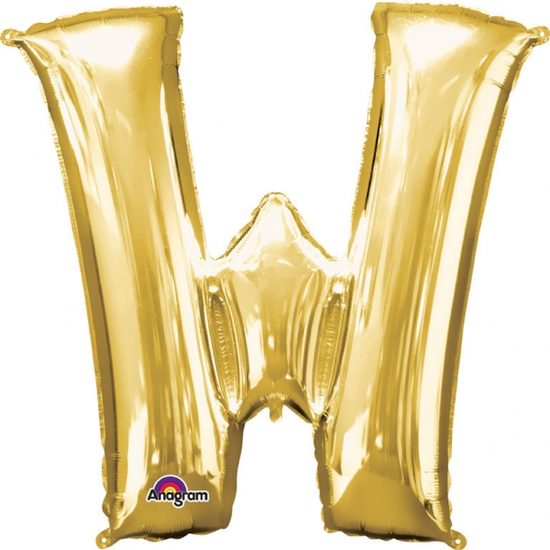 Písmena W zlaté foliové balónky 33 cm x 33 cm