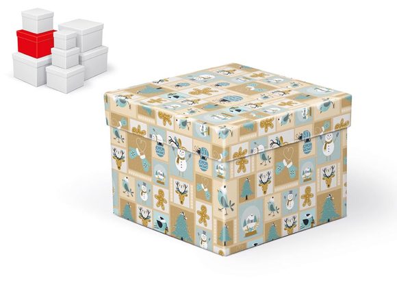 krabice dárková vánoční C-V001-E 16x16x12cm 5370697