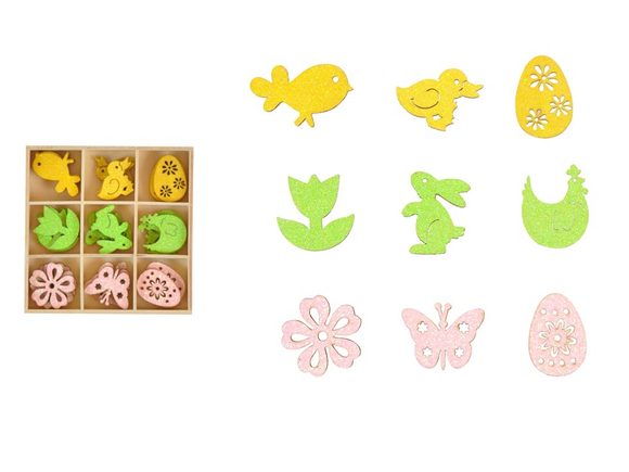 dřevěné dekorace 3cm/27ks box XC20190791-8 mix 2221414