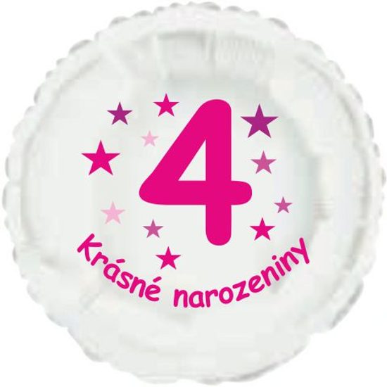 Krásné 4. narozeniny fóliový balónek kruh pro holky