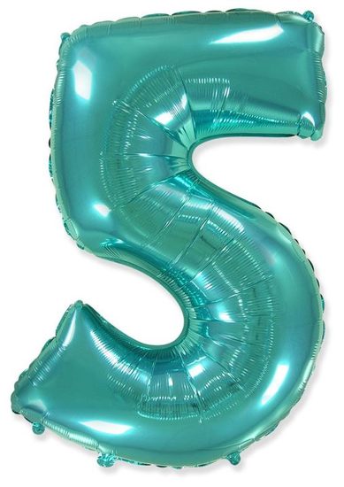 Balón foliový číslice tyrkysová (Tiffany) 115 cm - 5