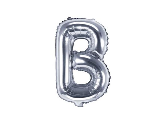 Balón foliový písmeno "B", 35 cm, stříbrný (NELZE PLNIT HELIEM)