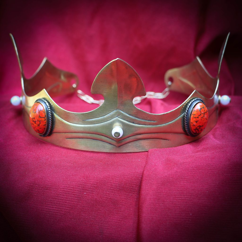 Deluxe Medieval King Crown W/ Metallic Jewels and White Trim