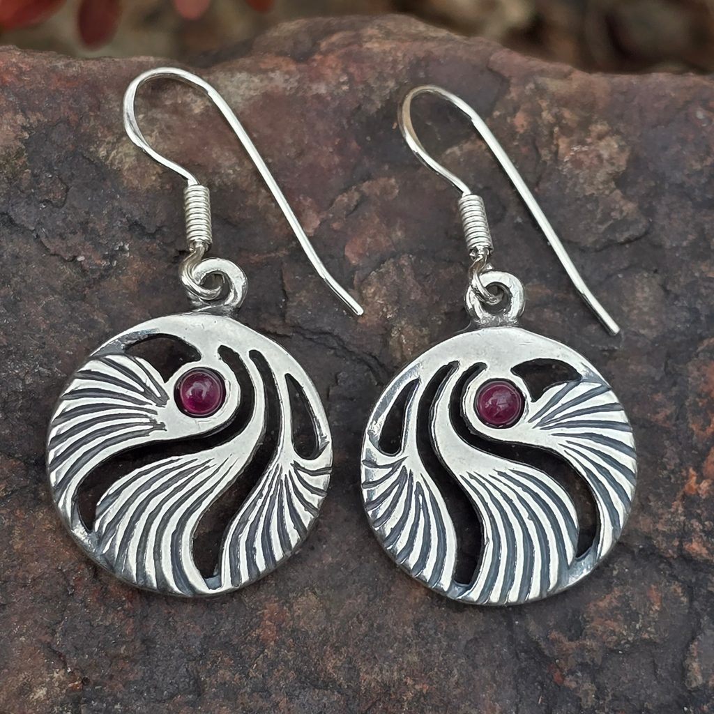 注目ショップ・ブランドのギフト Prague SHELL, Art garnet 925, silver earrings Nouveau, その他