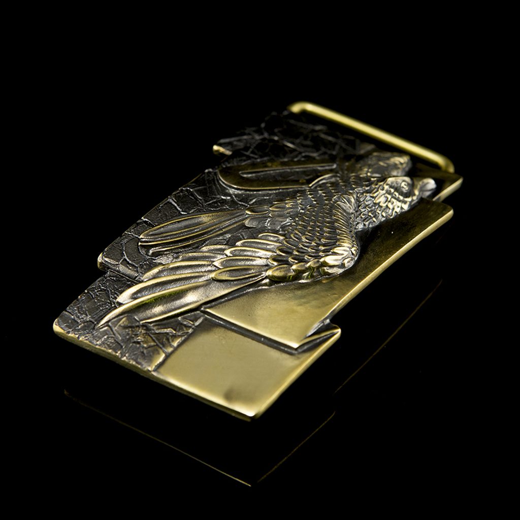 Urban Backwoods Fibbia Per Cintura Flying Eagle - Metallo 90x70 Mm - Adatta Per Cinture Fino A 4 Cm