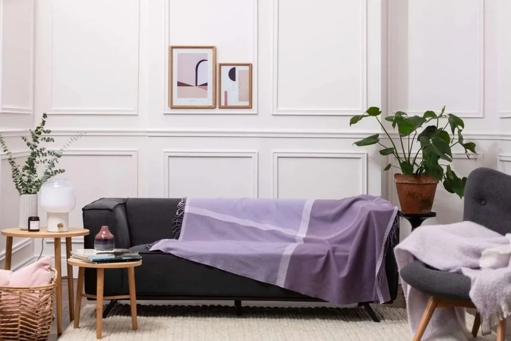 Heather & Purple Giant Colour Block Throw - Thumbnail 3