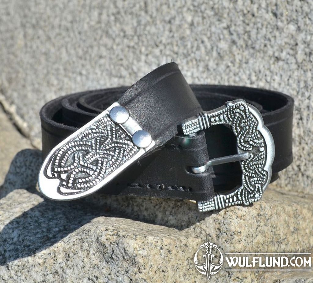 Viking Belt, Gokstad, tin, black leather - wulflund.com