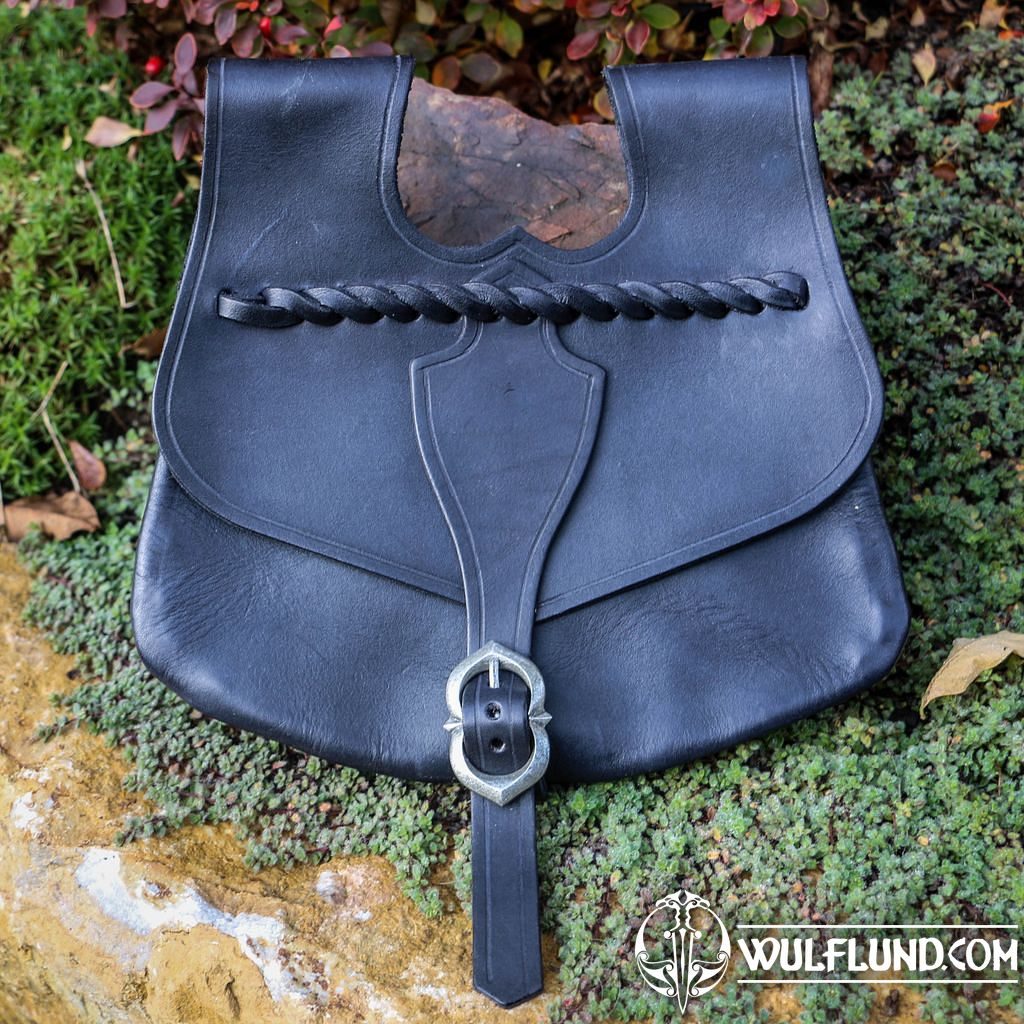 Medieval Leather Bag 13th - 15th Century black bags, sporrans